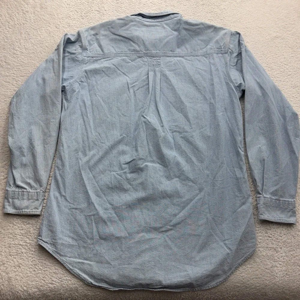 Woolrich Mens Blue Cotton Chamois Long Sleeve Button‎ Down Shirt L Made in USA